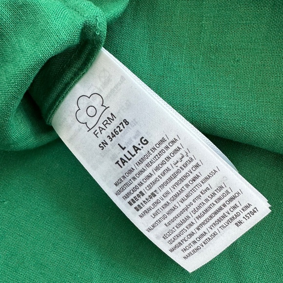 Farm Rio Green Fish Top Maxi Midi Dress Linen White - With Tags - Size Large - Picture 10 of 10